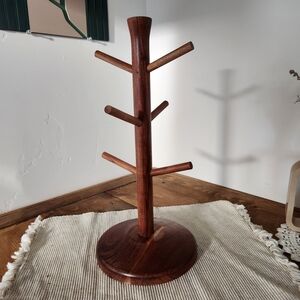 Wooden Mug Tree Brown - Hearth & Hand™ with Magnolia: Acacia Stand with 6 Hooks